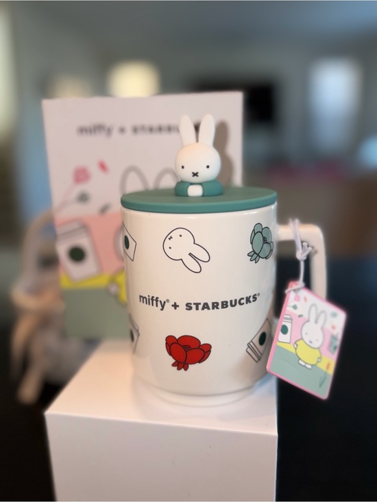Starbucks Other - Starbucks x Miffy White Mug with Teal Lid and Red Flower Accent